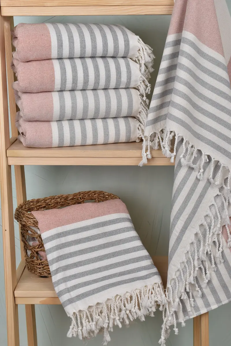 68x36 Cotton Striped Terry Towel, Family Gift, Bridesmaid Gifts, Quick-dry travel peshtemal towel, Bachelorette Party Gifts, Organic Turkish towel - 3