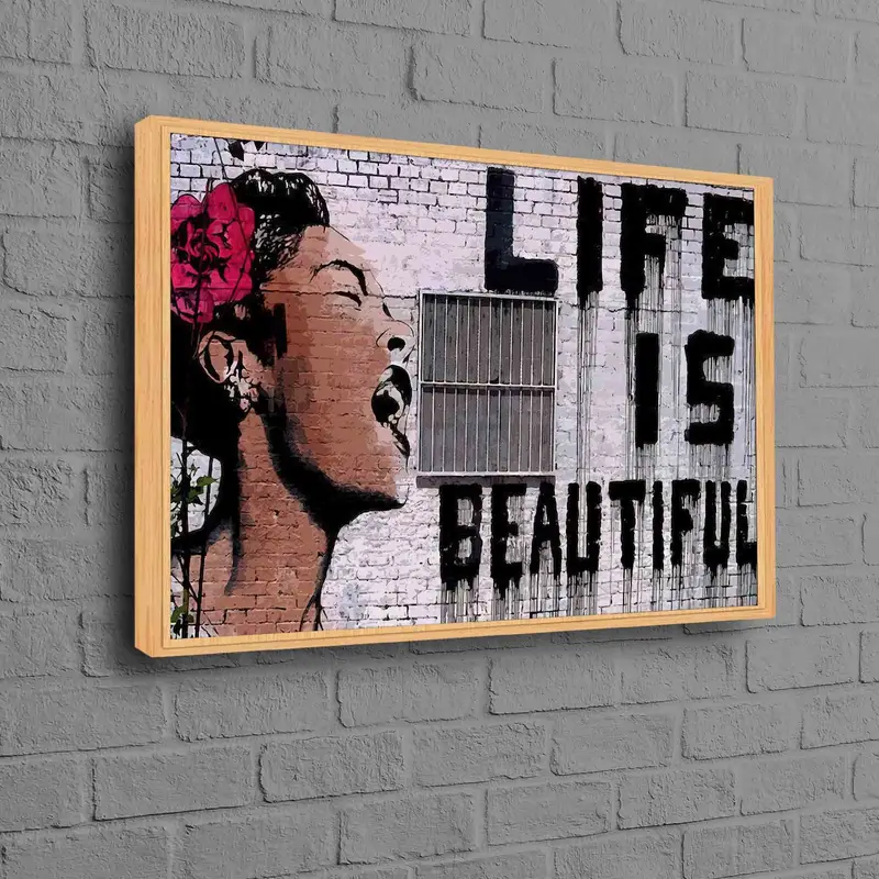 抽象的な女性グラフィティ キャンバス: バンクシーにインスピレーションを得たプリント アート
