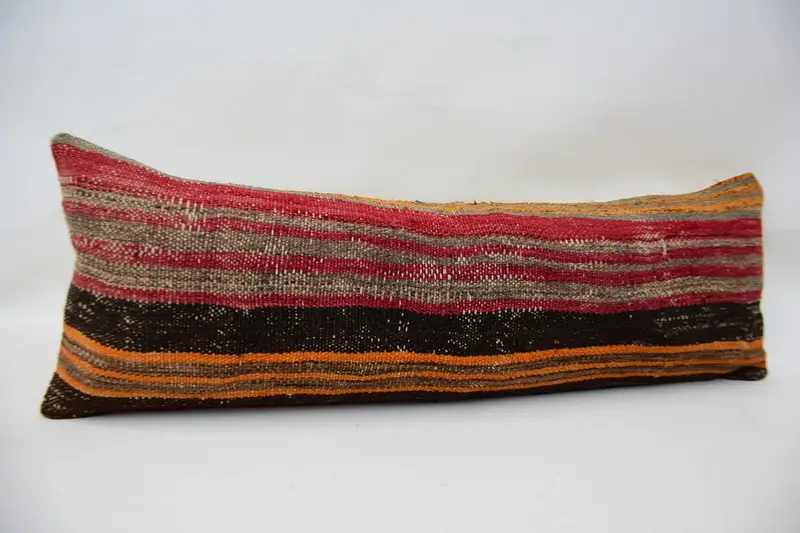 Tribal Pillow, 12x36 Red Pillow Case, Wool Kilim Pillow Pillow Sham, Turkish Pillow, Cushion Cover, Throw Kilim Pillow, Vintage Kilim Throw Pillow - 3