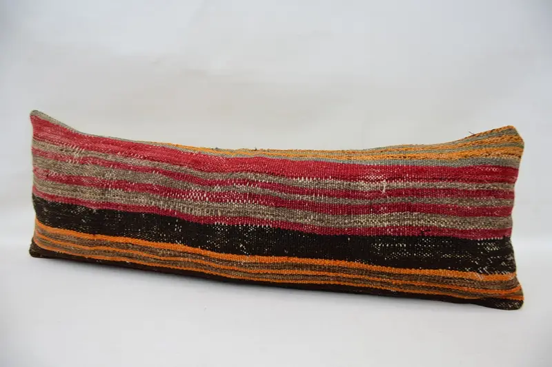 Tribal Pillow, 12x36 Red Pillow Case, Wool Kilim Pillow Pillow Sham, Turkish Pillow, Cushion Cover, Throw Kilim Pillow, Vintage Kilim Throw Pillow - 5