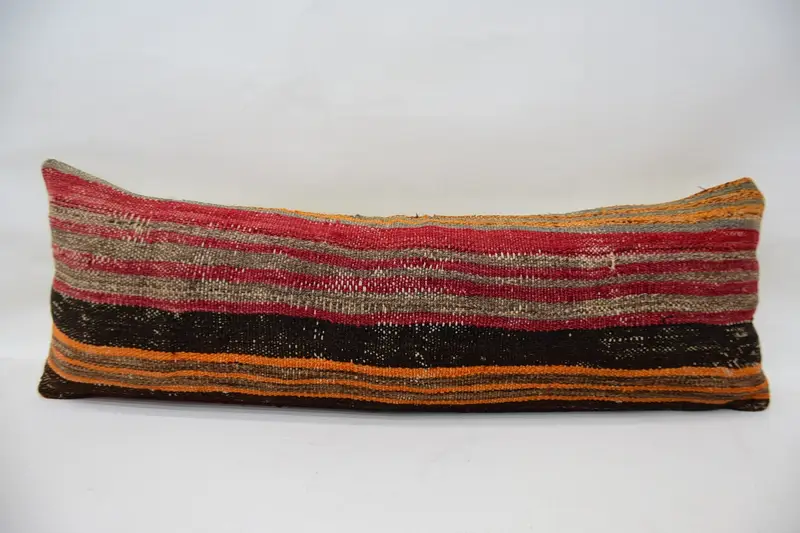 Tribal Pillow, 12x36 Red Pillow Case, Wool Kilim Pillow Pillow Sham, Turkish Pillow, Cushion Cover, Throw Kilim Pillow, Vintage Kilim Throw Pillow - 4