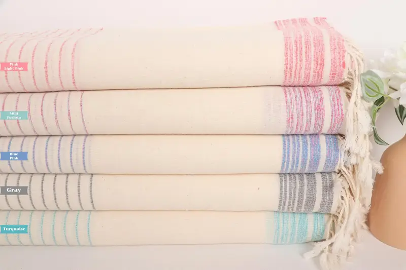 Personalized Gift, Custom Wedding Gift, 68x36 Cotton Striped Towel, Sand-resistant Turkish towel for the beach, Gift For Mom, Sand-free towel - 3