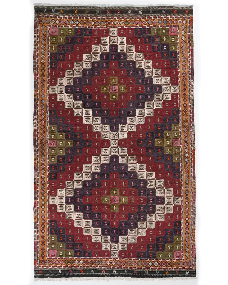 Alfombra Roja y Azul, 5,8x9,9ft Elegante Decoración Moderna