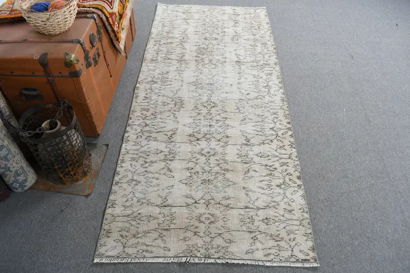 Alfombra Elegante Beige 9x1,8m Diseño Floral Geométrico