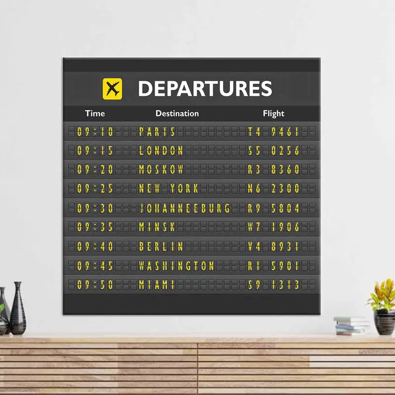Departures Wall Art, Travel Wall Decor, Airport Departure, Airport Wall Decor, Bedroom Wall Art, Huge Canvas, Trendy Wall Art, Large Canvas, - 1