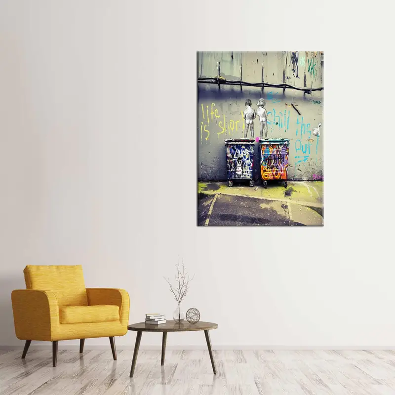 Banksy Canvas Art, Life is Short Art, Peeing Boys Art Decor, Banksy Life is Art, Chill The Out Canvas, Banksy Boy Artwork, Naked Boys Art, - 3