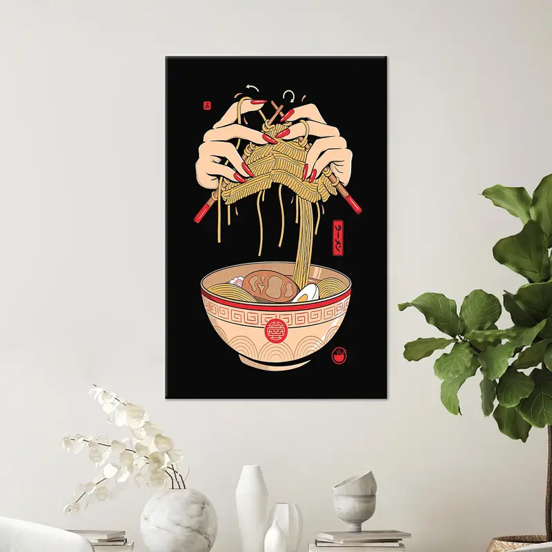 エレガントなヌードル編み抽象キャンバス - 日本のデザインプリント