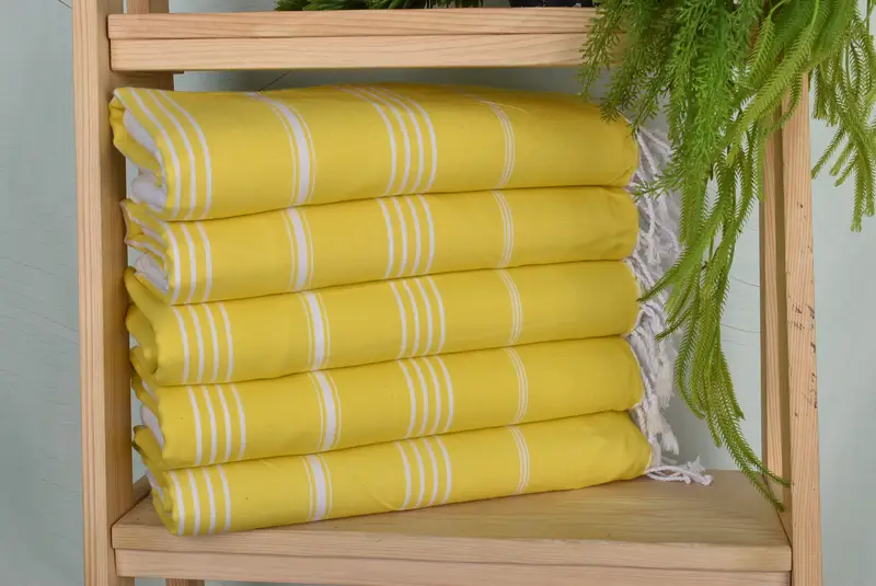 Beach Towel Organic Cotton Beige Stripes, 70x40 Inches