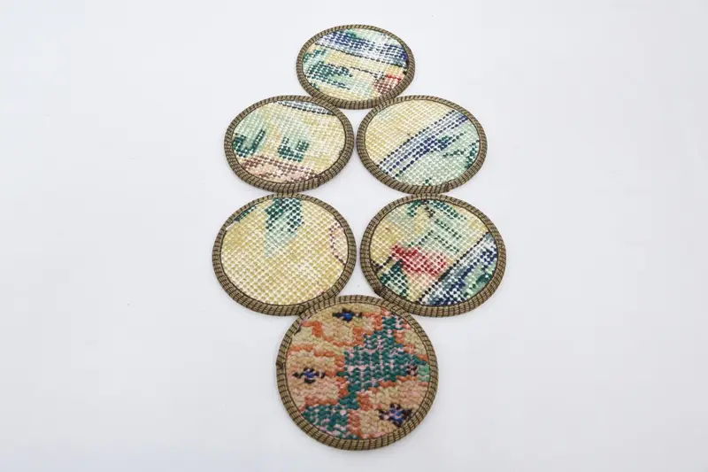 Bohemian Round Coaster, Beige and Green Table Pad