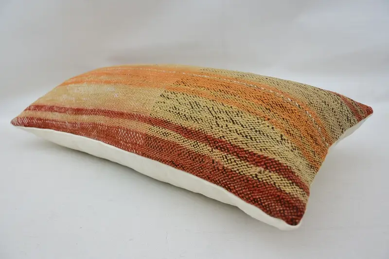 Throw Kilim Pillow, Pillow Sham, Comfy Throw Pillow Case, 12x24 Beige Pillow, Garden Pillow Cover, Antique Pillows, Vintage Kilim Pillow - 6