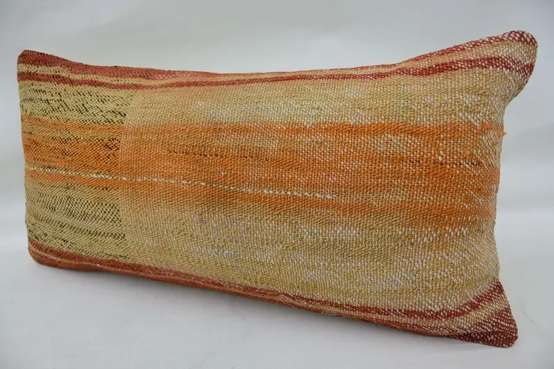 Throw Kilim Pillow, Pillow Sham, Comfy Throw Pillow Case, 12x24 Beige Pillow, Garden Pillow Cover, Antique Pillows, Vintage Kilim Pillow - 3