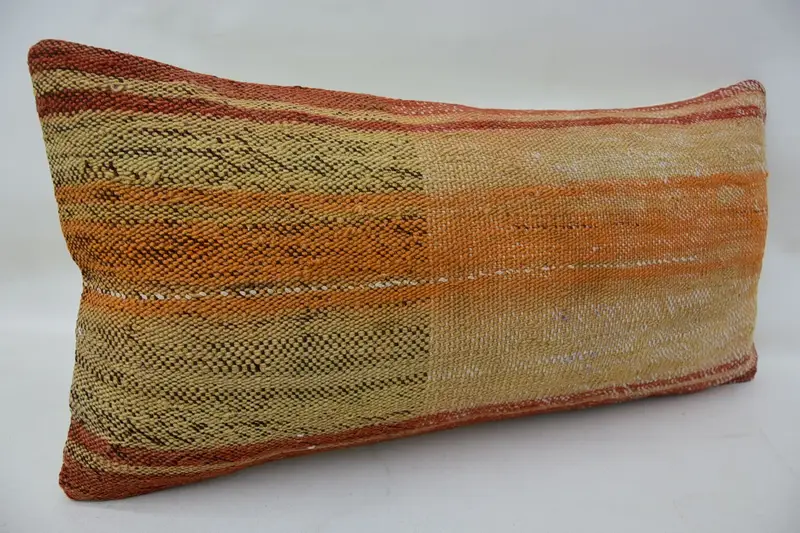 Throw Kilim Pillow, Pillow Sham, Comfy Throw Pillow Case, 12x24 Beige Pillow, Garden Pillow Cover, Antique Pillows, Vintage Kilim Pillow - 2