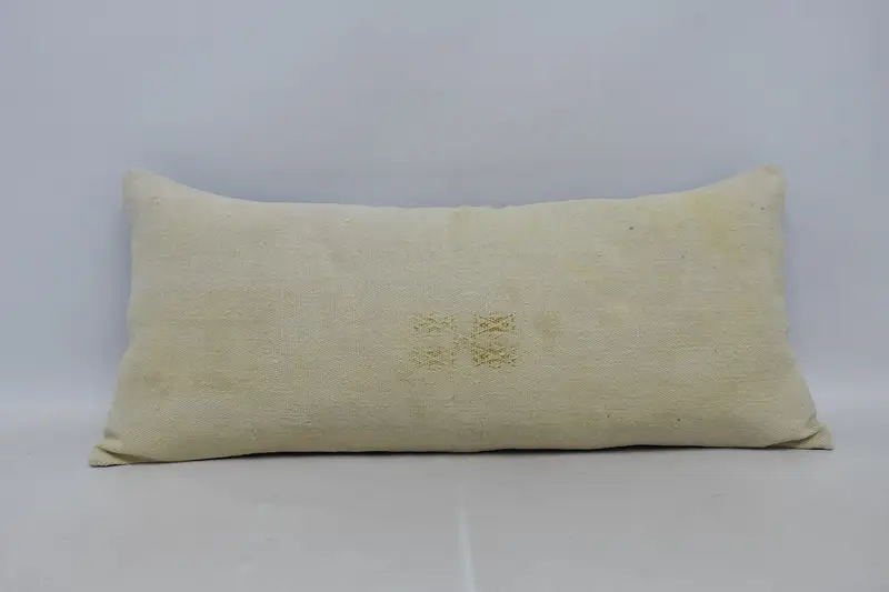 Cushion, Pillow for Sofa, Boho Pillow Sham Cover, Handmade Pillow Case, Vintage Kilim Throw Pillow, 16x36 Beige Pillow, Neutral Cushion - 1