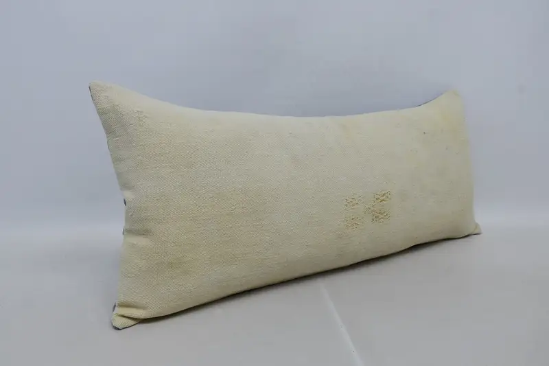 Cushion, Pillow for Sofa, Boho Pillow Sham Cover, Handmade Pillow Case, Vintage Kilim Throw Pillow, 16x36 Beige Pillow, Neutral Cushion - 3