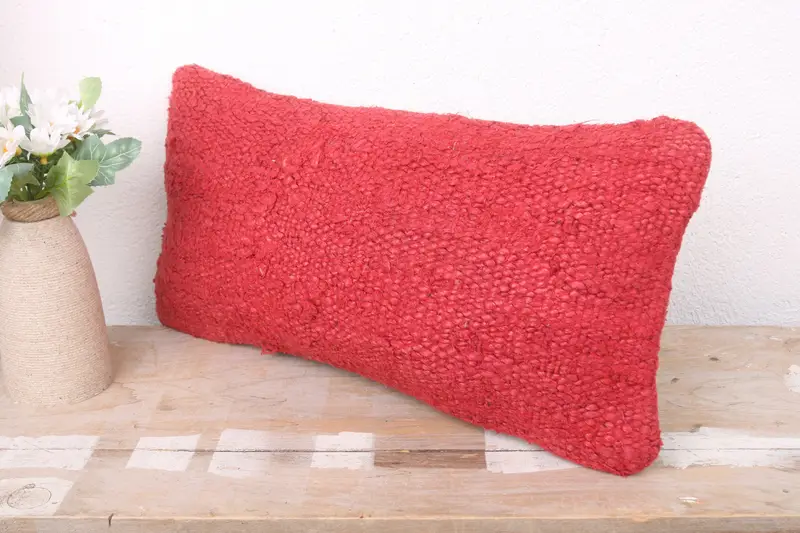 Handmade Kilim Cushion, 8x16 Red Pillow Cover, Boho Chic Pillow Sham, Pillow Sham, Vintage Pillow, Throw Kilim Pillow, Boho Chic Pillow Case - 4