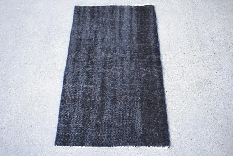 Vintage Halı, Küçük 2x3,4 ft Halı, Oushak Siyah Bitkiler ve ağaçlar Halı - 1