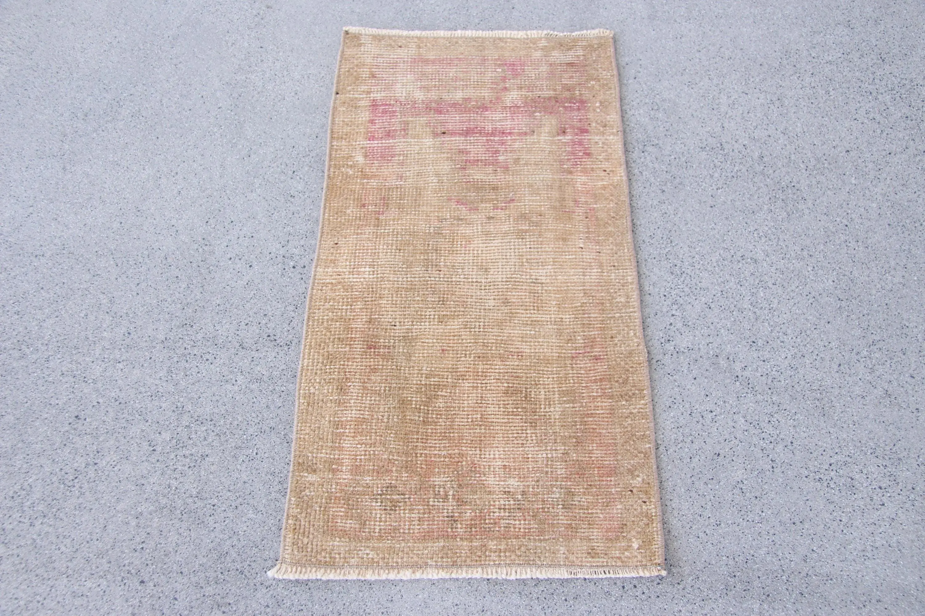 Vintage 1.4x2.6 ft Rug, Small Turkish Rug, Brown Floral Wool Rug - 1