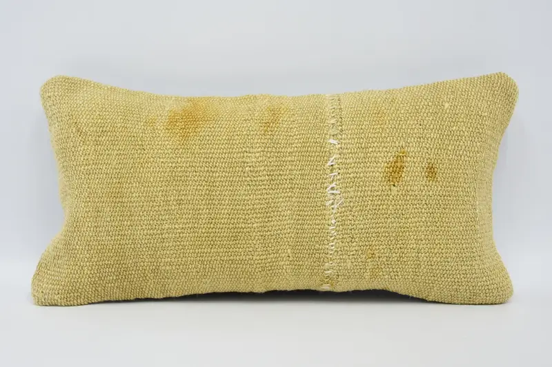 Vintage Pillow, Nautical Throw Cushion, Turkish Pillow, Ethnical Kilim Rug Pillow, Cushion, 8x16 Beige Pillow Cover, Hippie Throw Cushion Cover - 1