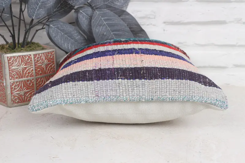 Cushion Case, Ikat Pillow, Patio Pillow Case, Pillow for Couch, Vintage Pillow, Car Pillow Case, 12x12 Blue Pillow Case, Kilim Cushion Sham - 5