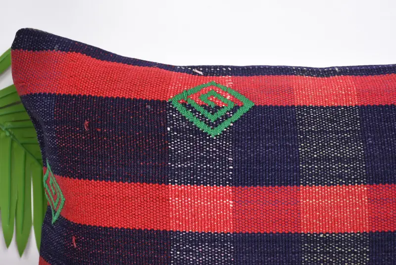 Ikat Cushion Cover, Cushion Case, Handmade Kilim Cushion, 12x24 Red Cushion Cover, Interior Designer Pillow, Turkish Kilim Pillow - 2
