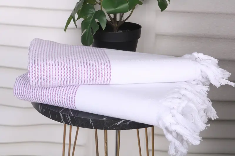 Gift Towel, Embroidered Towel, 70x40 Cotton Striped Towel, Quick-drying cotton Turkish beach towel, Custom Wedding Gift, Bath towel - 3