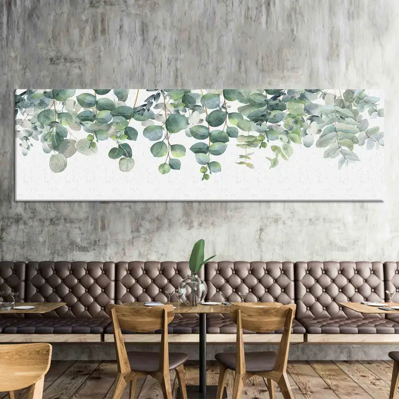 モダンなユーカリの葉のキャンバス: フレッシュグリーン、トレンディな壁の装飾