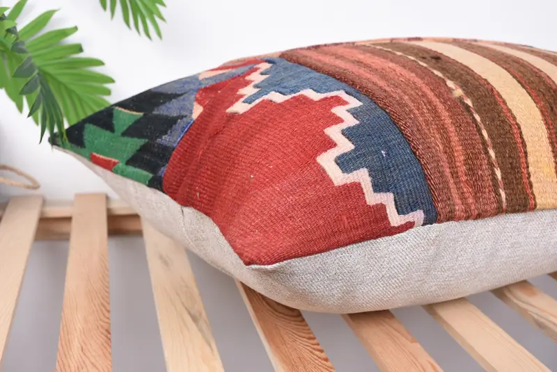 Bench Pillow Cover, Tapestry Pillow Cover, Vintage Kilim Pillow, Pillow Sham, Vintage Kilim Throw Pillow, Antique Pillows, 20x28 Red Pillow - 6
