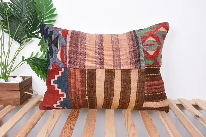 Bench Pillow Cover, Tapestry Pillow Cover, Vintage Kilim Pillow, Pillow Sham, Vintage Kilim Throw Pillow, Antique Pillows, 20x28 Red Pillow - 1