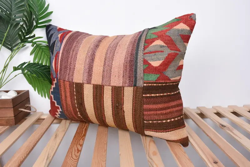 Bench Pillow Cover, Tapestry Pillow Cover, Vintage Kilim Pillow, Pillow Sham, Vintage Kilim Throw Pillow, Antique Pillows, 20x28 Red Pillow - 5