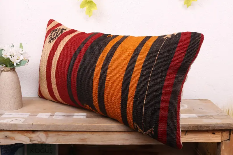 12x24 Red Pillow Case, Colorful Pillow Case, Vintage Kilim Pillow, Muted Pillow, Interior Designer Pillow, Vintage Pillow, Pillow Cover - 4
