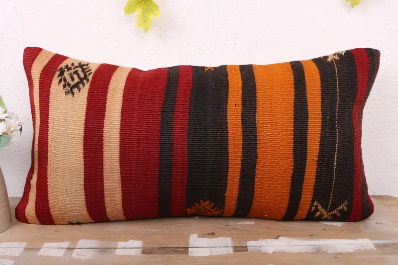 12x24 Red Pillow Case, Colorful Pillow Case, Vintage Kilim Pillow, Muted Pillow, Interior Designer Pillow, Vintage Pillow, Pillow Cover - 2