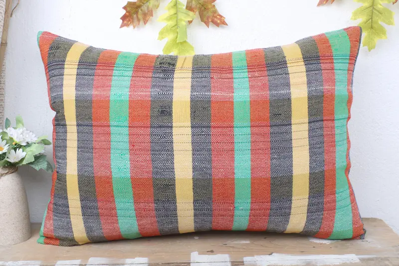 Vintage Kilim Throw Pillow, Gift Pillow, Outdoor Cushion Cover, 16x24 Rainbow Cushion, Throw Kilim Pillow, Colorful Pillow Case, Pillow Cover - 2