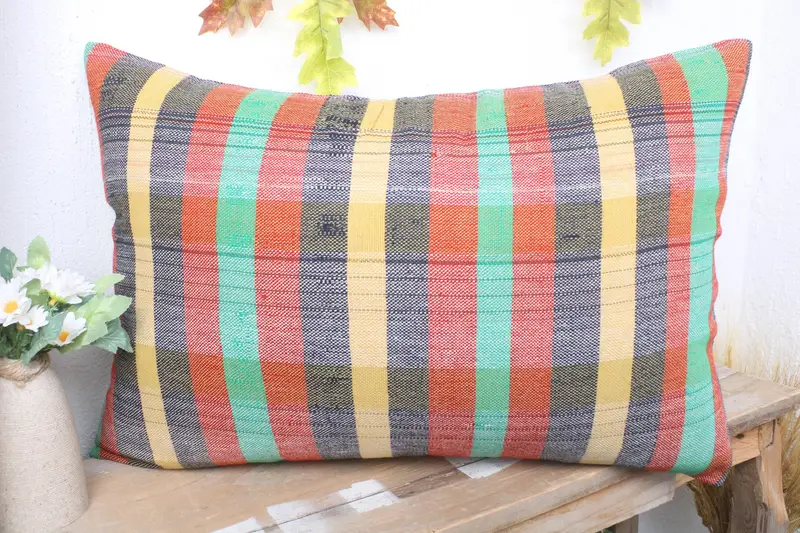 Vintage Kilim Throw Pillow, Gift Pillow, Outdoor Cushion Cover, 16x24 Rainbow Cushion, Throw Kilim Pillow, Colorful Pillow Case, Pillow Cover - 4