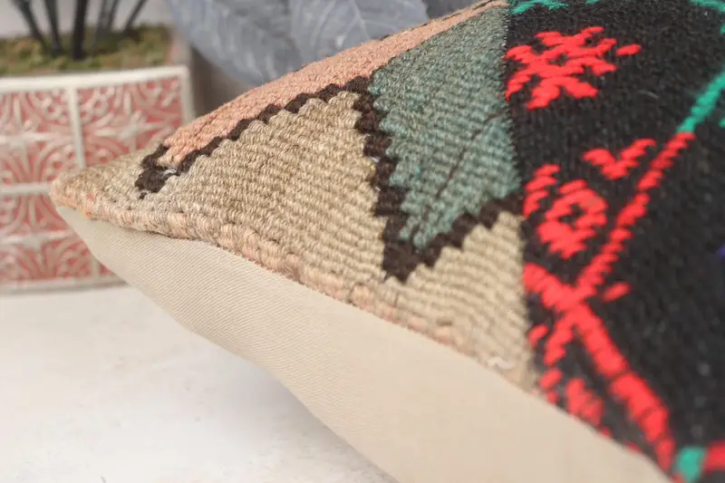 16x16 Pink Pillow, Boho Pillow, Ethnic Throw Cushion, Kilim Pillow Cover, Vintage Kilim Pillow, Handmade Cushion Case, Chair Pillow Sham, Pillow - 7