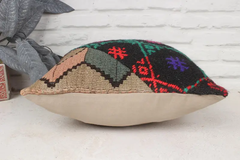 16x16 Pink Pillow, Boho Pillow, Ethnic Throw Cushion, Kilim Pillow Cover, Vintage Kilim Pillow, Handmade Cushion Case, Chair Pillow Sham, Pillow - 5