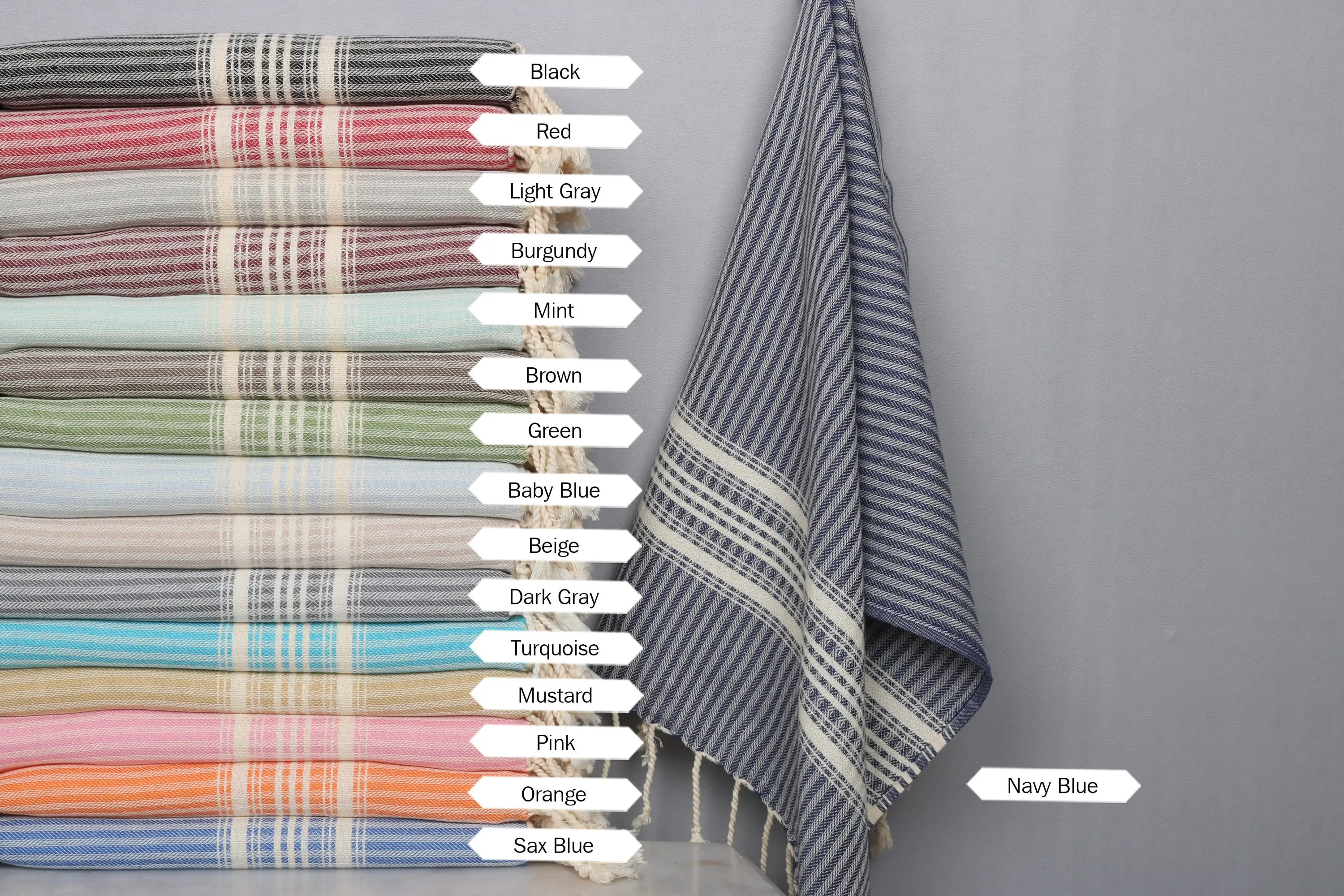 Personalized Turkish Cotton Tea Towel, 40x18in, Striped, Organic - 1