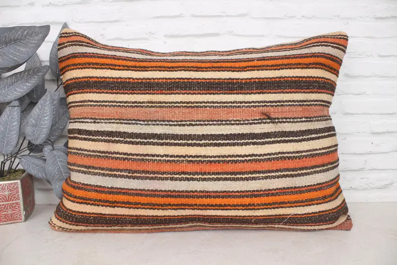 Seat Cushion Cover, 20x28 Orange Pillow Sham, Pillow Sham, Gift Pillow, Personalized Gift Pillow Pillow Sham, Throw Kilim Pillow, Kilim Pillow - 1