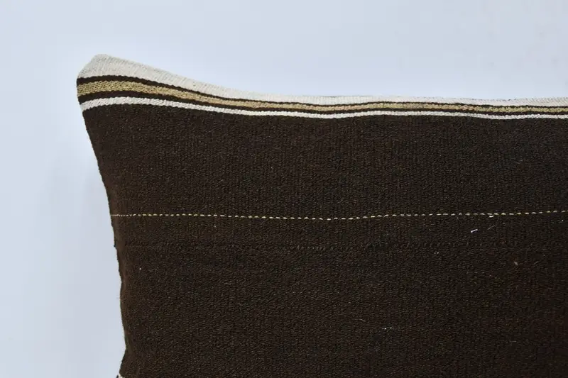 Outdoor Throw Pillow Cover, Pillow Sham, Ethnical Kilim Rug Pillow, Vintage Kilim Throw Pillow, Vintage Pillow, 16x36 Brown Cushion Cover - 2