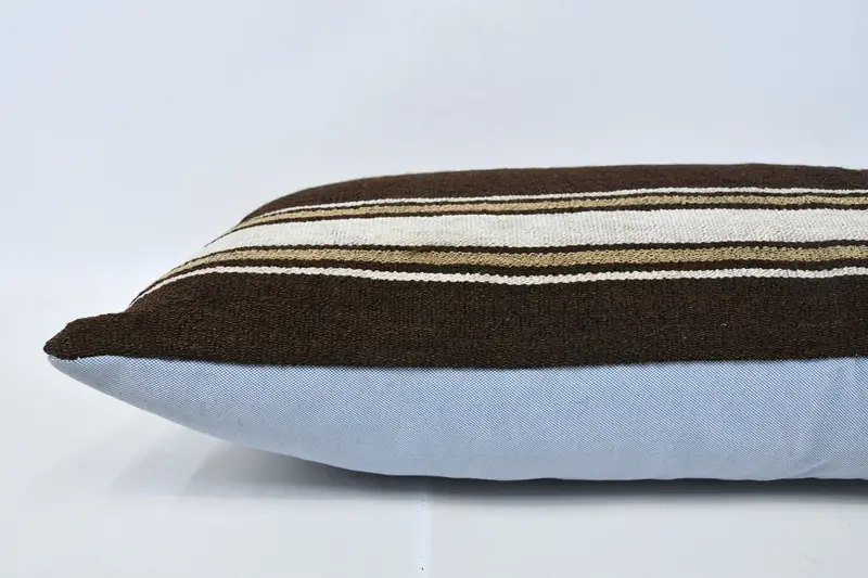 Outdoor Throw Pillow Cover, Pillow Sham, Ethnical Kilim Rug Pillow, Vintage Kilim Throw Pillow, Vintage Pillow, 16x36 Brown Cushion Cover - 5