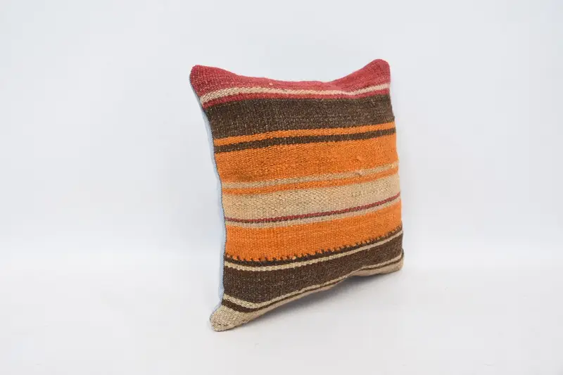 Vintage Pillow, 12x12 Orange Pillow Cover, Authentic Cushion Case, Kilim Cushion Sham, Pillow for Sofa, Cushion Case - 3