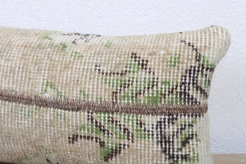 Vintage Kilim Throw Pillow, Boho Throw Pillow Case, Antique Pillows, Cushion Cover, 8x16 Beige Pillow Cover, Handmade Kilim Cushion - 5