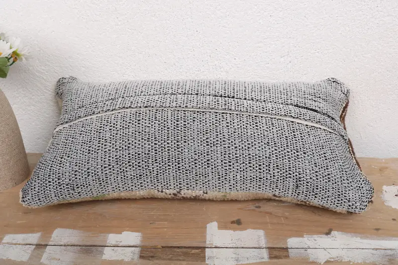 Vintage Kilim Throw Pillow, Boho Throw Pillow Case, Antique Pillows, Cushion Cover, 8x16 Beige Pillow Cover, Handmade Kilim Cushion - 7