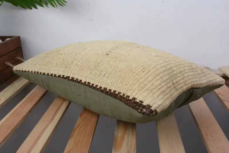 12x20 Beige Pillow Cover, Pillow, Ethnical Kilim Rug Pillow, Neutral Pillow Cover, Patio Cushion Case, Pillow for Sofa, Boho Pillow Sham Cover - 6