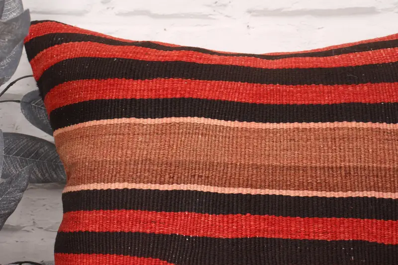 Chair Pillow Sham, Kilim Pillow Cover, Pillow, Ethnical Kilim Rug Pillow, 20x20 Red Pillow Cover, Pillow for Couch - 2