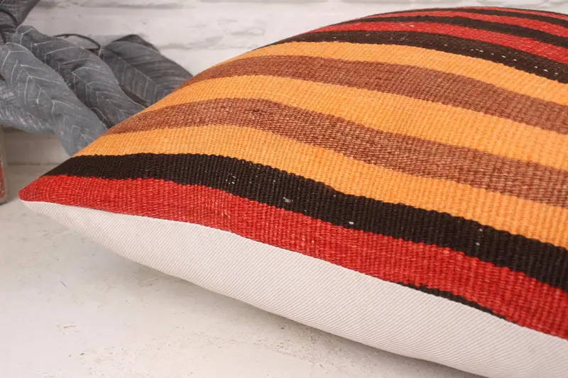 Chair Pillow Sham, Kilim Pillow Cover, Pillow, Ethnical Kilim Rug Pillow, 20x20 Red Pillow Cover, Pillow for Couch - 6
