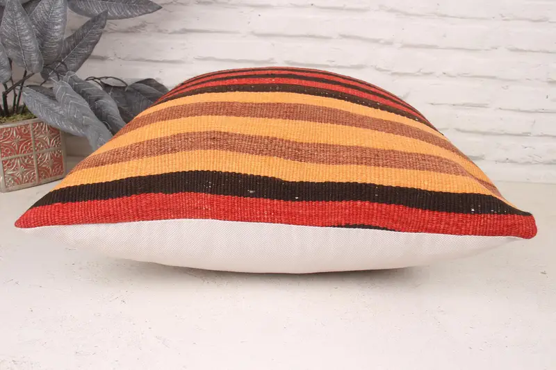 Chair Pillow Sham, Kilim Pillow Cover, Pillow, Ethnical Kilim Rug Pillow, 20x20 Red Pillow Cover, Pillow for Couch - 5