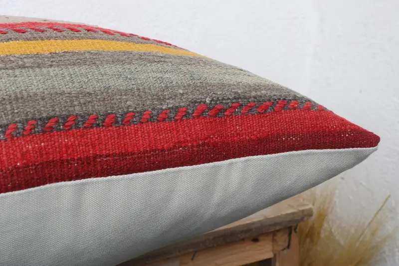 Pillow for Couch, 20x20 Red Cushion Case, Turkish Kilim Pillow, Traditional Pillow Case, Pillow Cover, Pet Cushion, Pillow for Sofa - 6