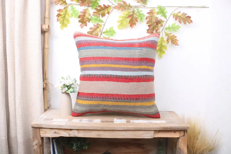 Pillow for Couch, 20x20 Red Cushion Case, Turkish Kilim Pillow, Traditional Pillow Case, Pillow Cover, Pet Cushion, Pillow for Sofa - 1