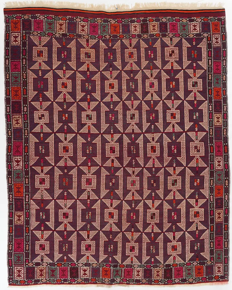 Kırmızı ve Bej Halı, 6,4x8 ft Zarif Konfor