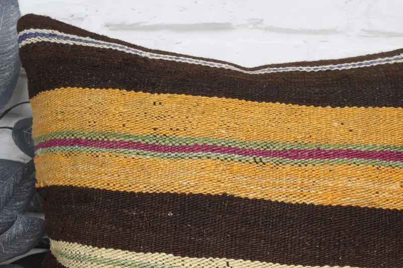 Bohemian Cushion Pillow Case, Home Decor Pillow, 20x20 Yellow Pillow Case, Pillow Cover, Handmade Kilim Cushion, Kilim Pillow - 2